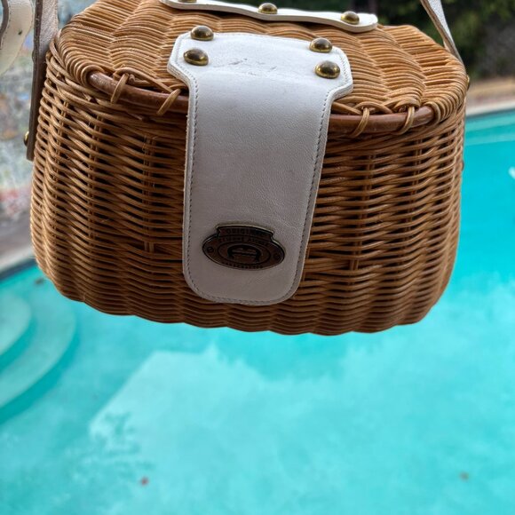 ETIENNE AIGNER VINTAGE WICKER CREEL SHOULDER BAG - Picture 3 of 10